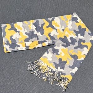Camouflage Patterned Scarf with Fringe